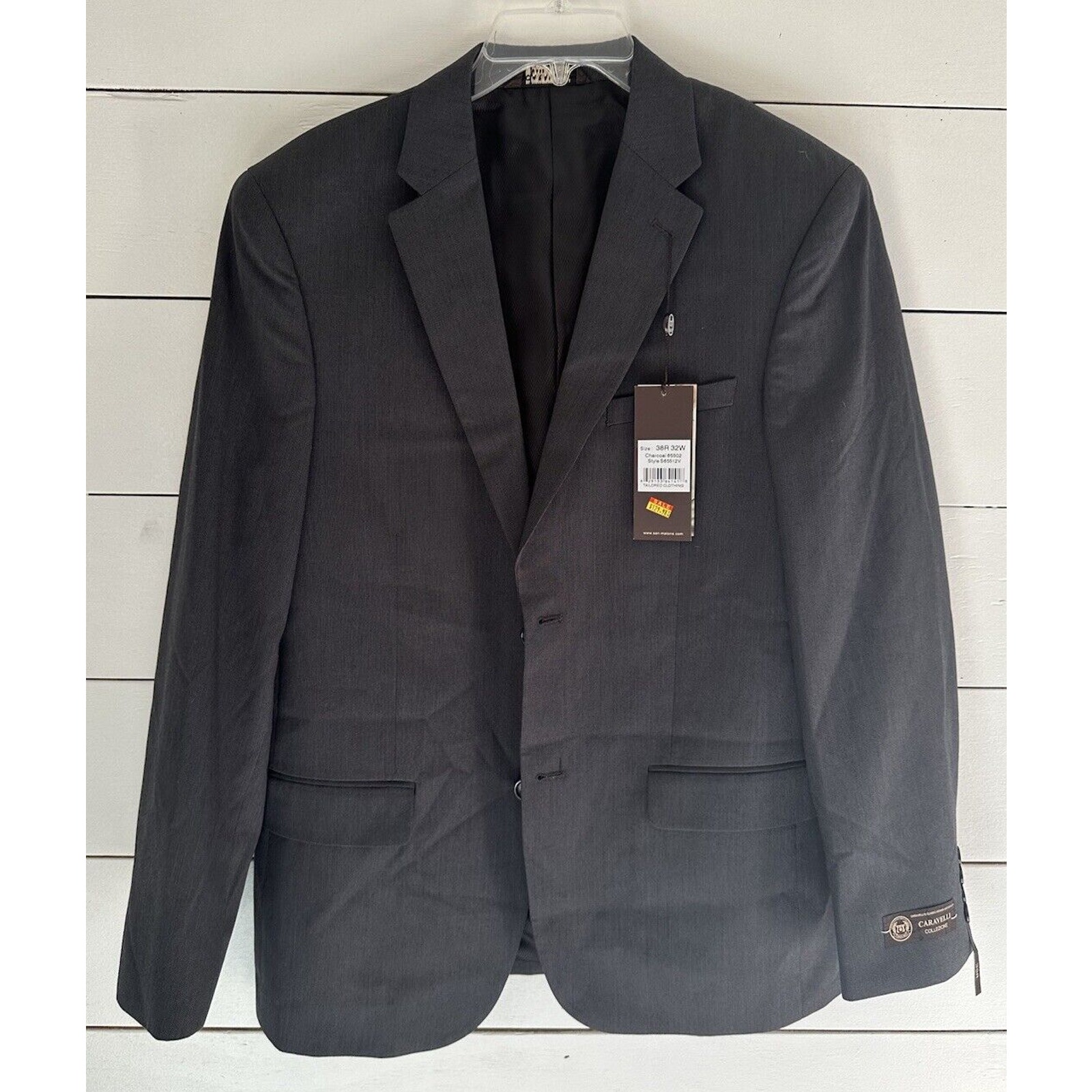 Caravelli Collection Italy Blazer Tailored Jacket Charcoal Gray Size 38r 32w Nwt